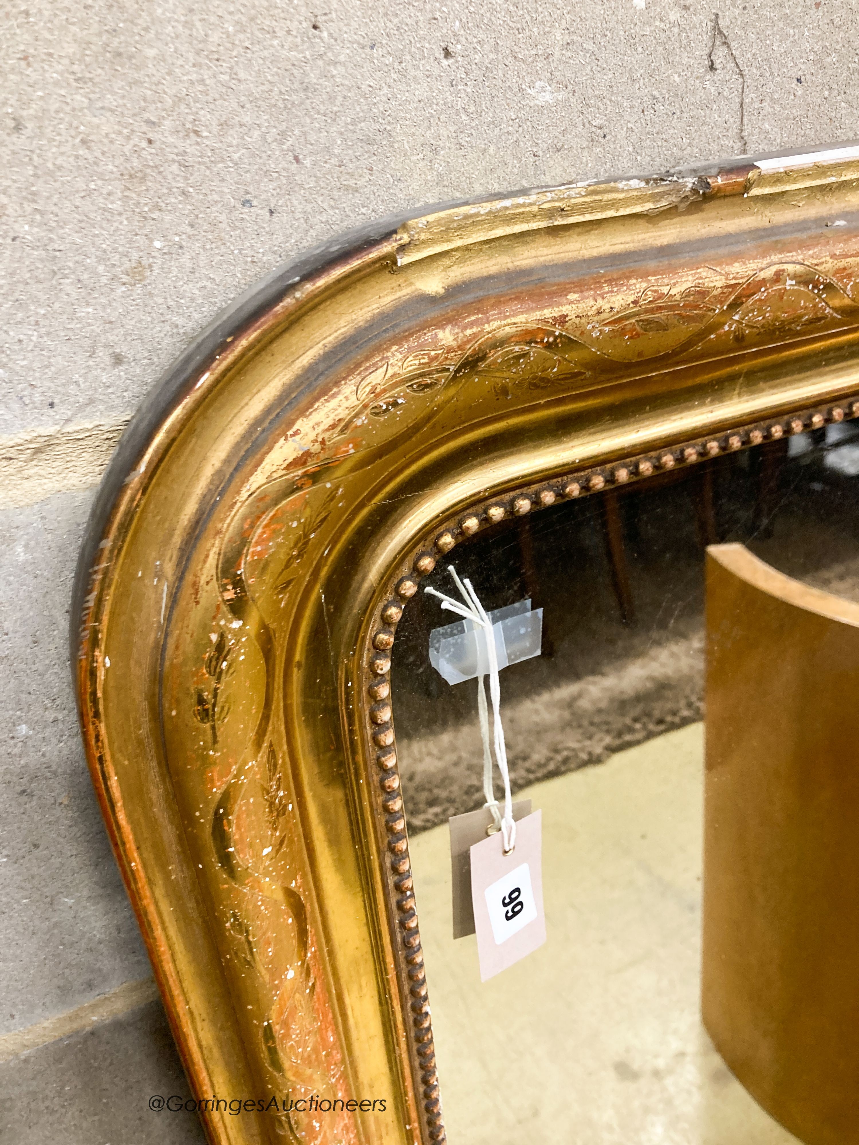 A 19th century French giltwood wall mirror, width 83cm, height 120cm